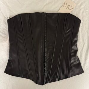 Zara Faux Leather Corset Top in Black